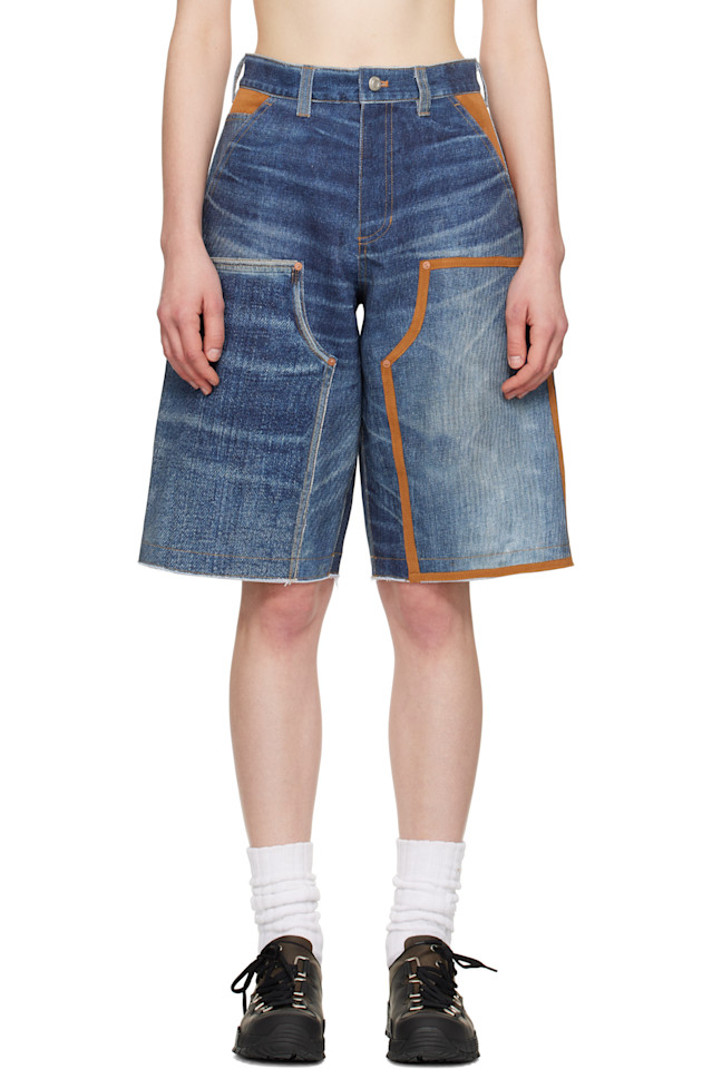 

Джинсовые шорты с эффектом тромплёй и двойными накладками на коленях Andersson Bell, синий