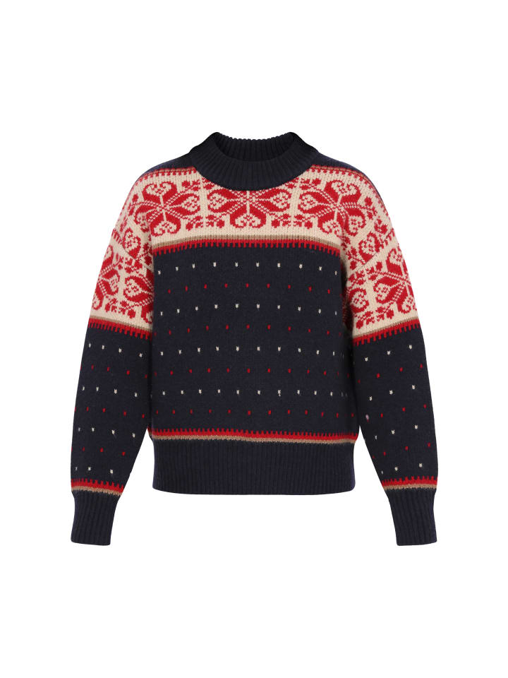 

Женский свитер темно-синего цвета с разноцветными вставками usha BLUE LABEL