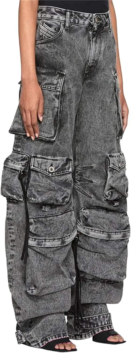 Джинсы свободные, Light Gray, Y2k Baggy Cargo