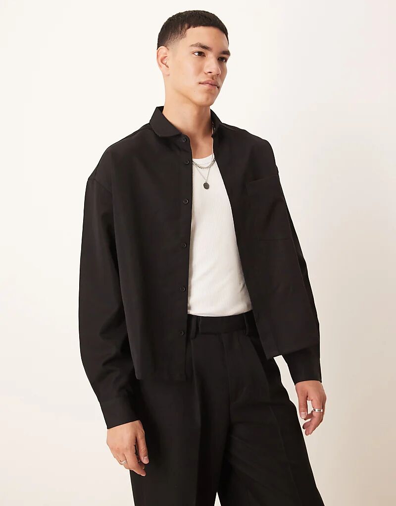 

Рубашка свободного кроя оверсайз от ASOS DESIGN черного цвета