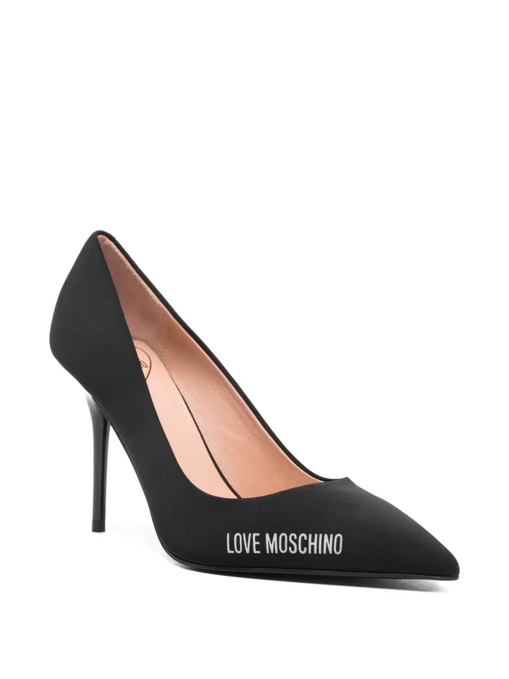 Кожаные туфли-лодочки на каблуке 100 мм Love Moschino, черный — фото 2
