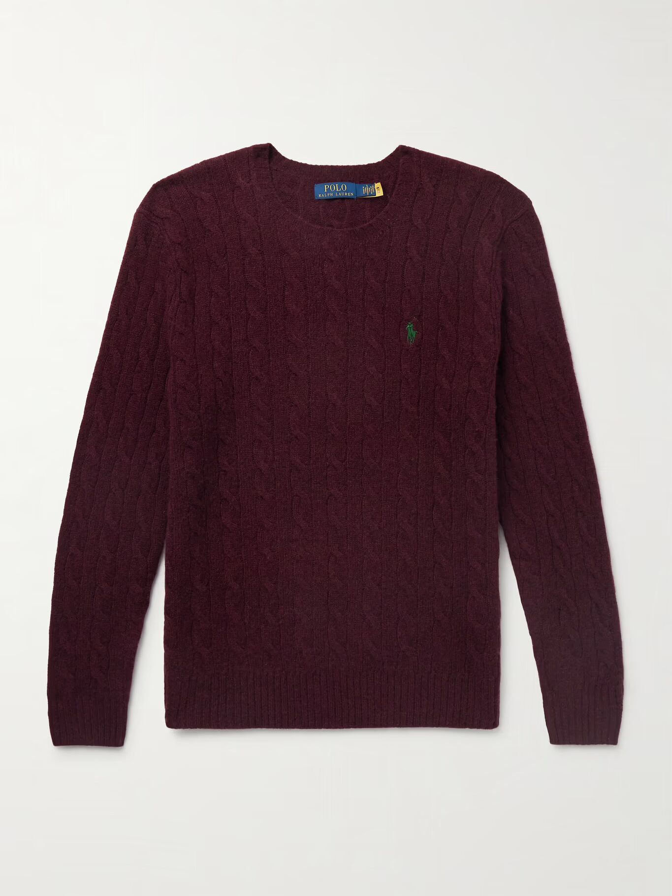 

Облегающий свитер из смеси шерсти и кашемира с косичной вязкой POLO RALPH LAUREN, цвет Merlot