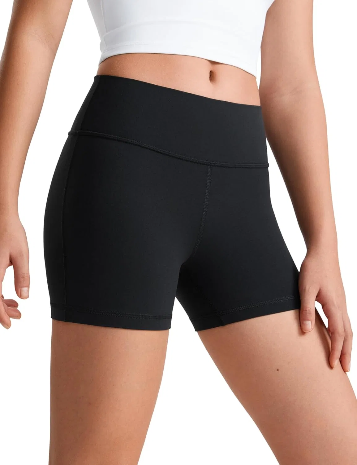CRZ YOGA Girls Butterluxe High Waist Athletic Biker Shorts - Dance Yoga Casual Kids Teen Summer, черный