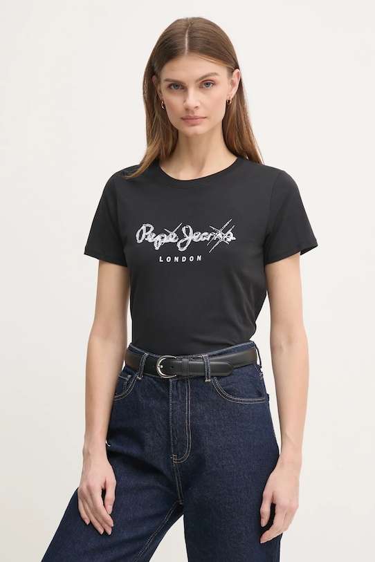 

Хлопковая футболка LETICIA Pepe Jeans, черный