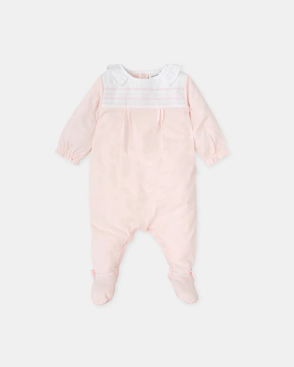 

Длинный комбинезон для малышей с розовой вышитой каймой Tutto Piccolo, цвет Rosa