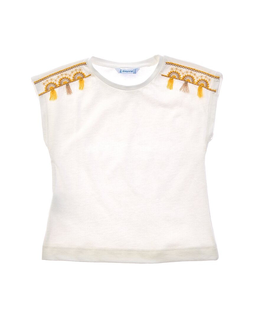 

Майорал Футболка с вышивкой кисточкой Mayoral, белый