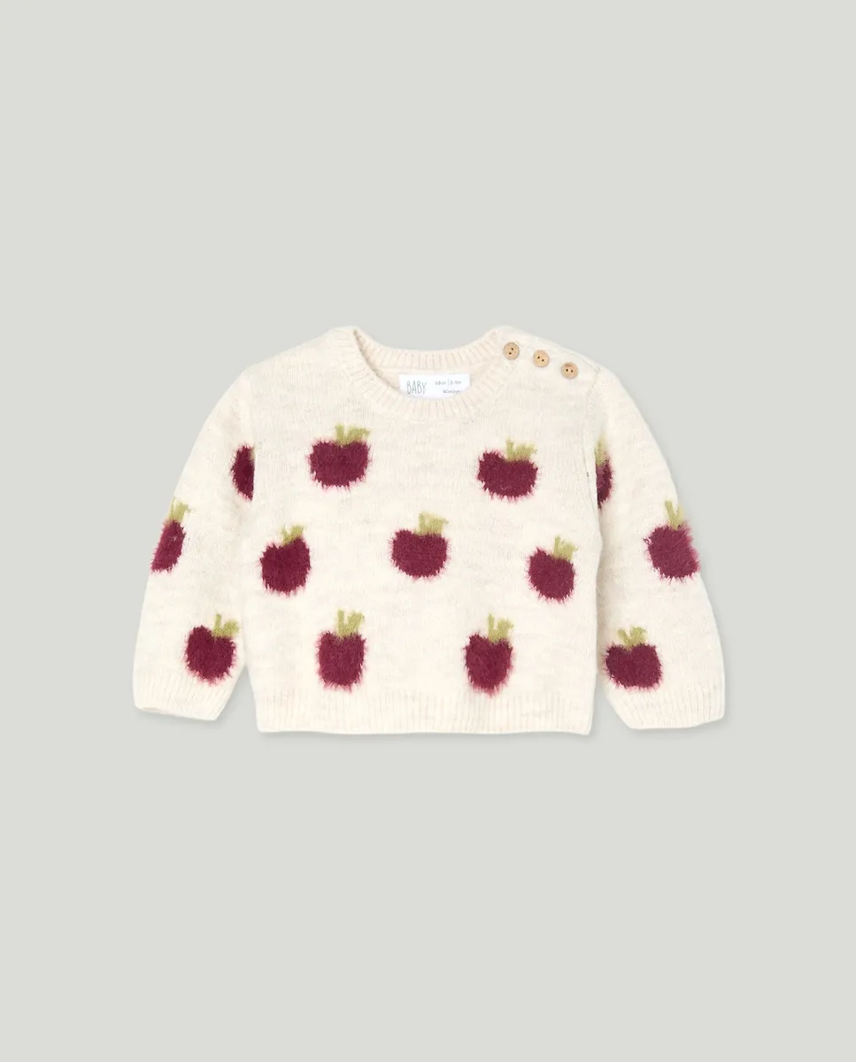 

Трикотажный джемпер с круглым вырезом и принтом по всей поверхности для девочки Baby El Corte Inglés, экрю