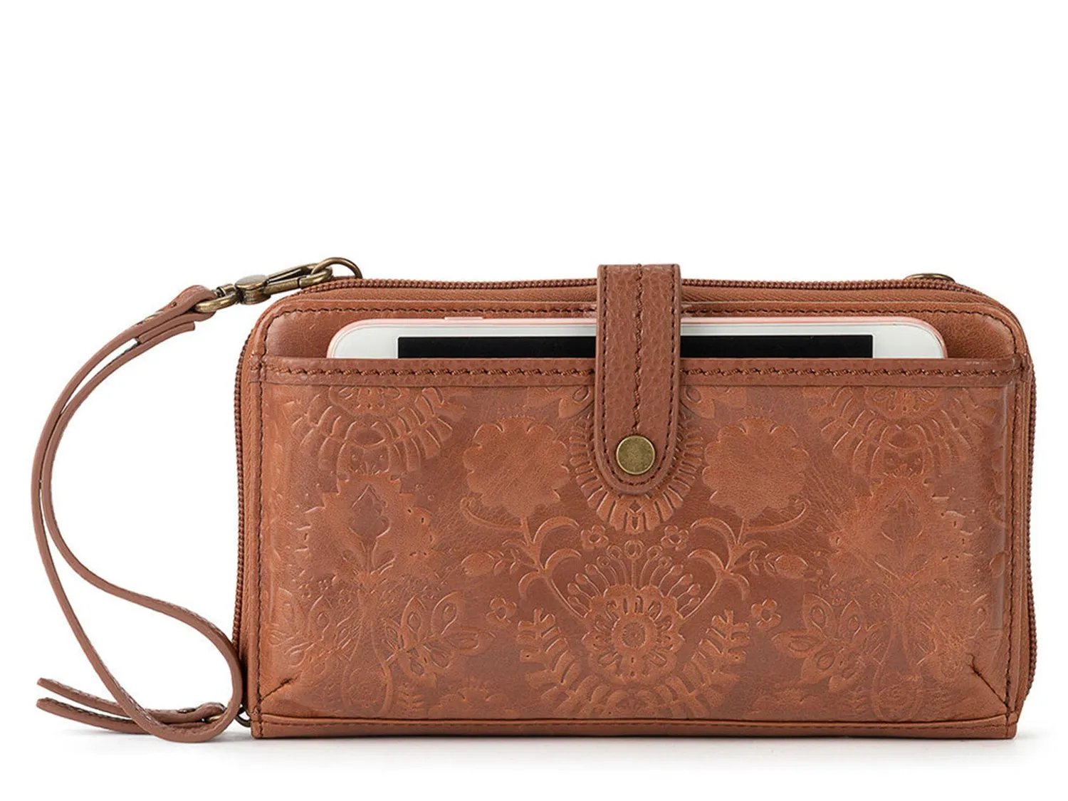 

Сумка кросс-боди The Sak Iris Smartphone Crossbody Bag, Brown Floral Embossed