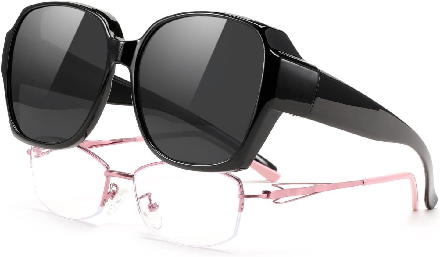 

Солнцезащитные очки FEISEDY Fit Over Glasses Polarized для женщин, надеваемые поверх очков с диоптриями, увеличенного размера, с защитой от УФ-излучения, B1114, Black Frame & Black Lens