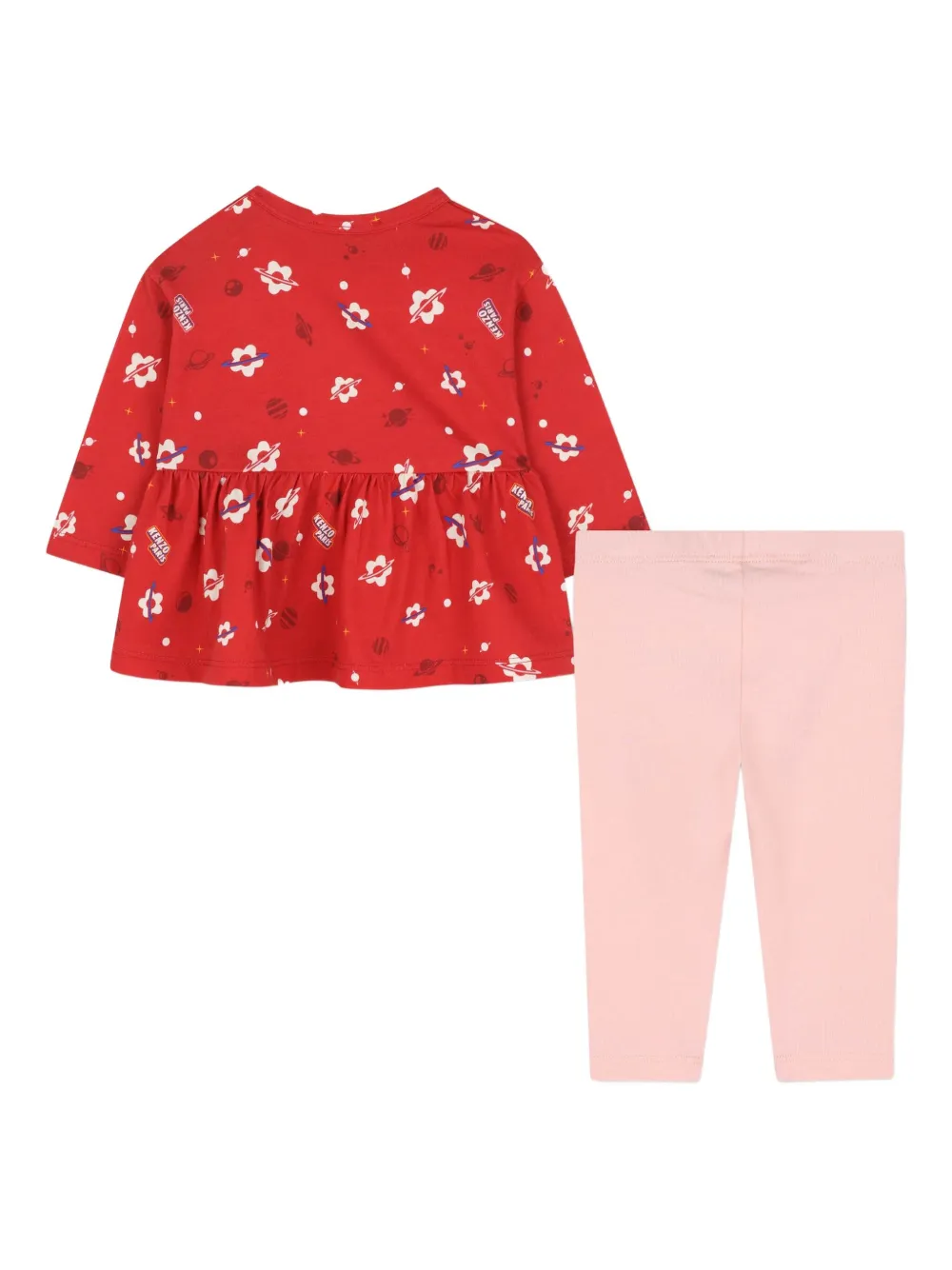 Комплект из топа и легинсов с цветочным принтом Kenzo Kids, красный — фото 4