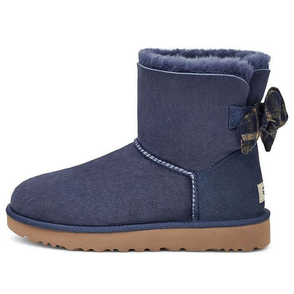 

Зимние ботинки мини-бейли с бантом и клетчатой лентой Ugg, синий