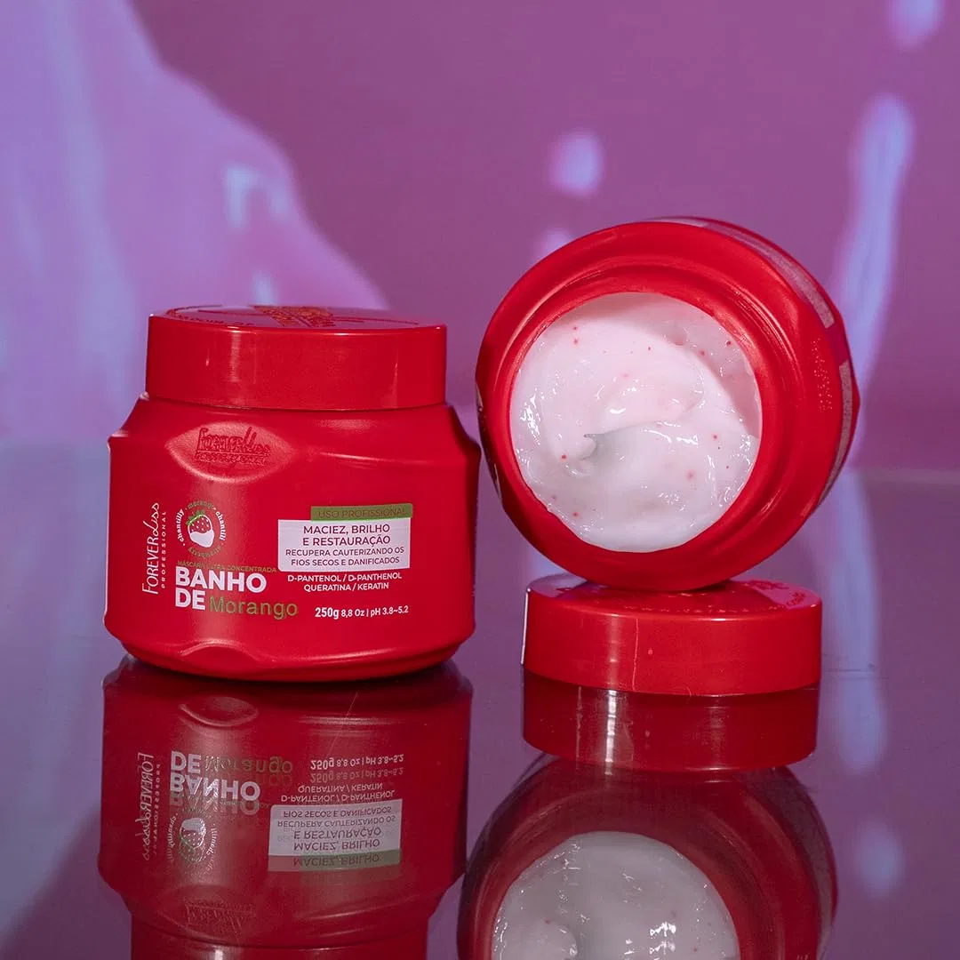 Маска для восстановления волос Forever Liss Banho de Verniz Strawberry D-Pantenol 250 г Forever Liss — фото 4