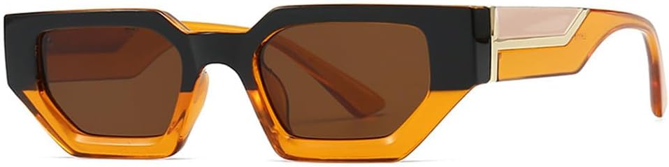 

Винтажные солнцезащитные очки неправильной формы для женщин и мужчин, солнцезащитные очки для женщин в маленькой оправе, защита от ультрафиолета UV400 VFDHN, Black Orange Tea