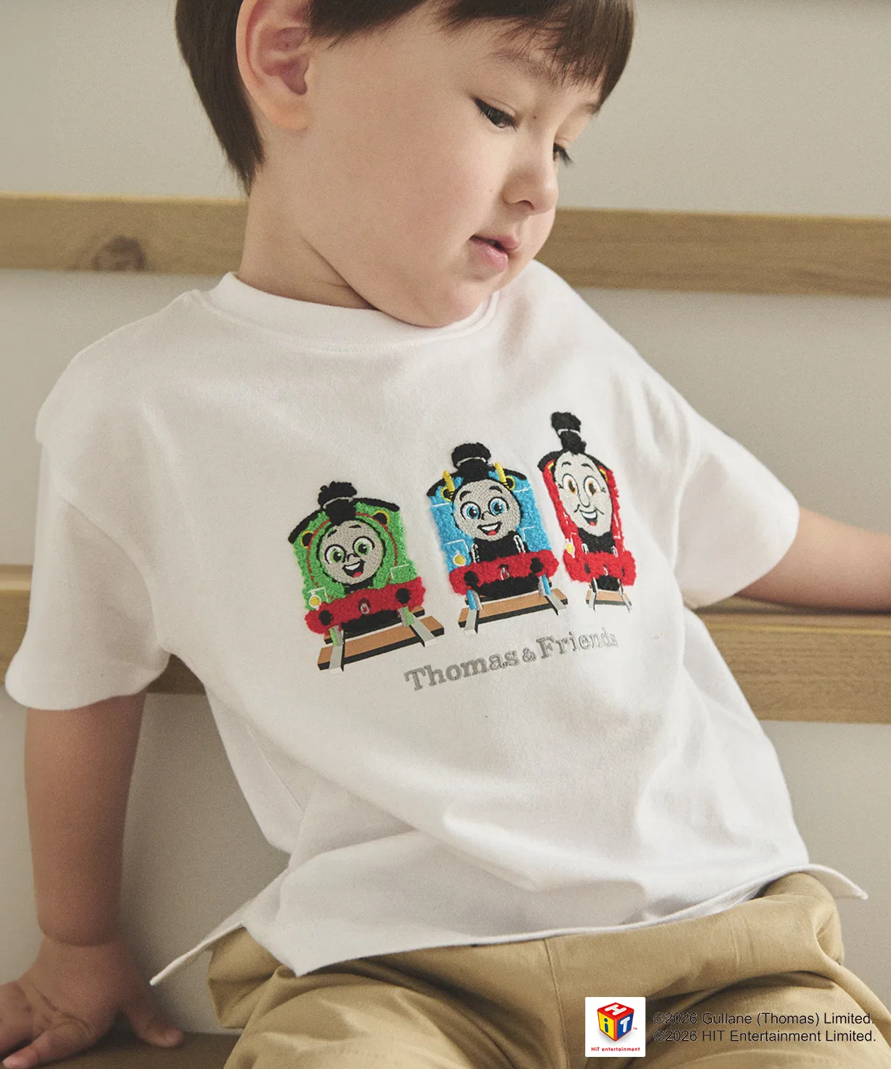 Детская футболка с вышивкой Thomas & Friends petit main белая