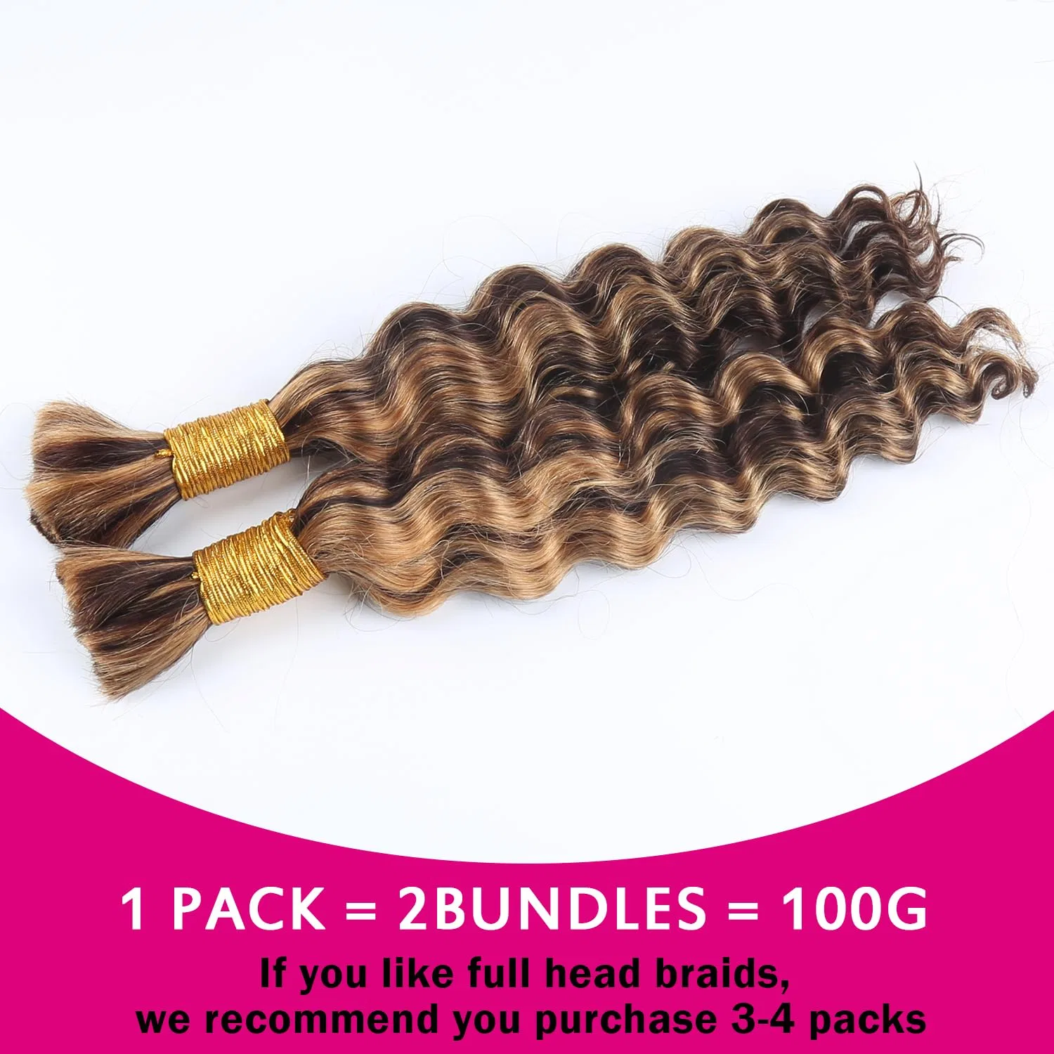 Натуральные волосы для плетения кос Deep Wave от Generic Folique, #430 Ombre Brown — фото 2