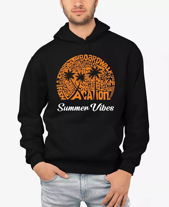 

Мужская худи с капюшоном Summer Vibes и принтом в стиле word art LA Pop Art, черный