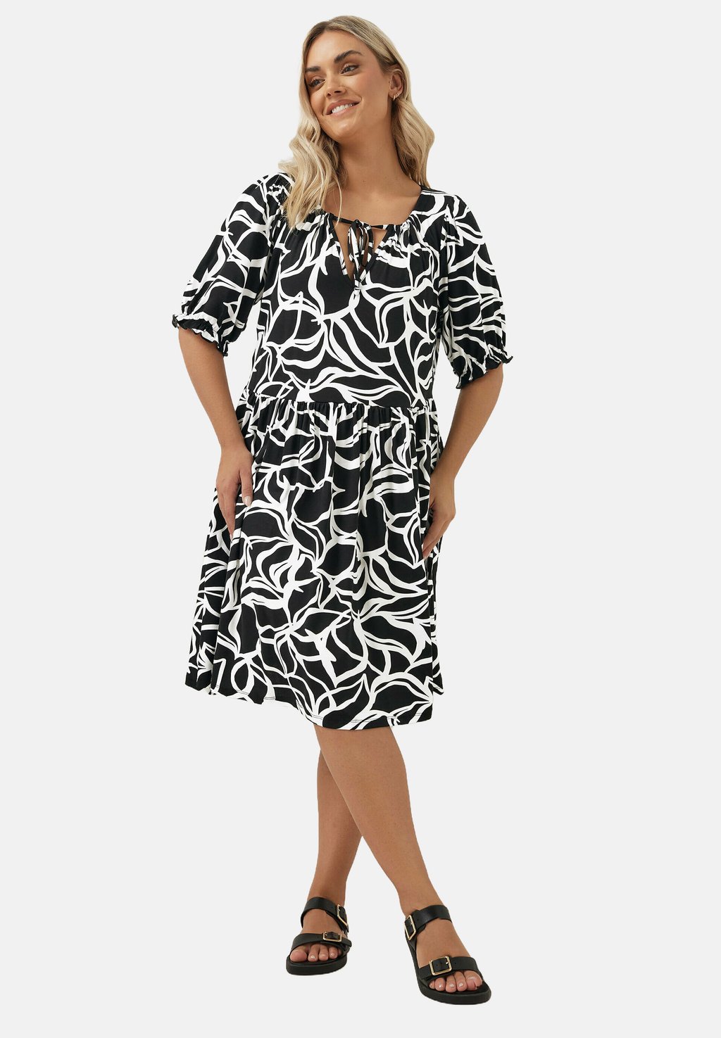 

Повседневное платье ABSTRACT PRINT TIE NECK Yours Clothing, антрацит