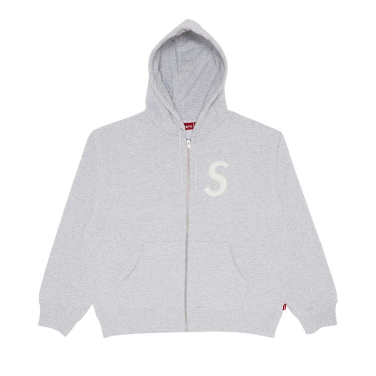 

Толстовка Supreme S Logo Zip Up Hooded Sweatshirt Ash Grey, серый