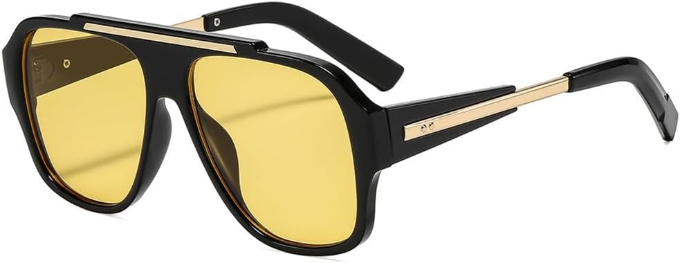 

Солнцезащитные очки UV400 с большой оправой, заклепками, градиентным панк-дизайном, для женщин и мужчин, для бега и занятий спортом на открытом воздухе UYPTK, Black Yellow