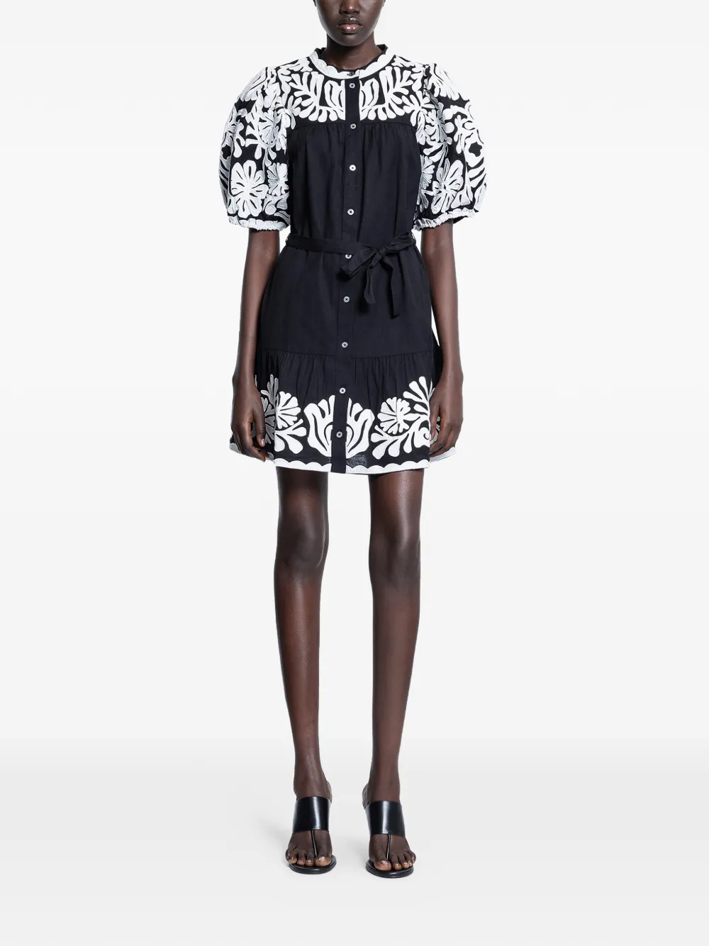 

Мини-платье с цветочной вышивкой Sea, черный