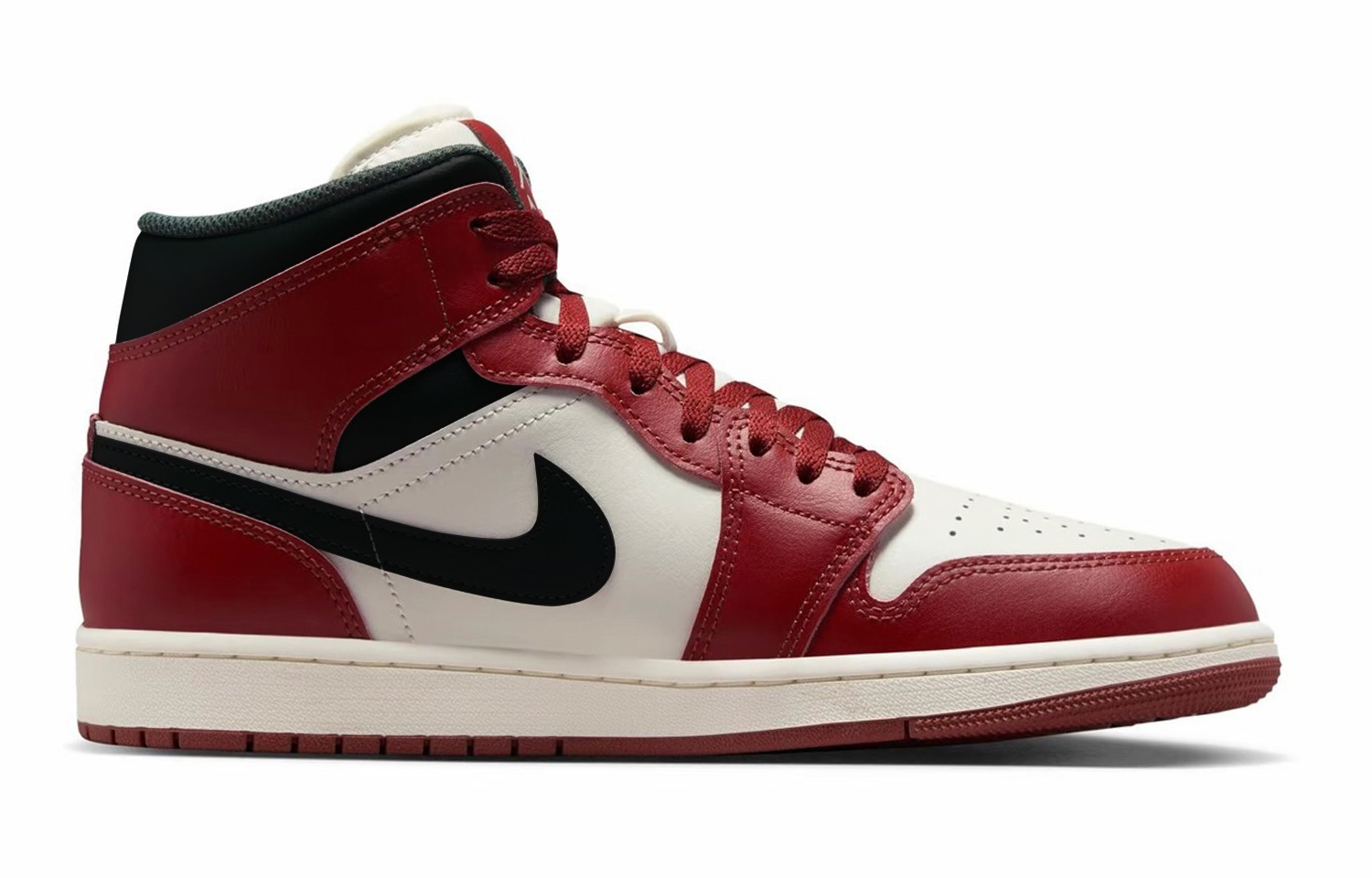 Jordan Кроссовки Air 1 Chicago Red, износостойкие, средней высоты, винтажные, мужские, черный с красным — фото 3