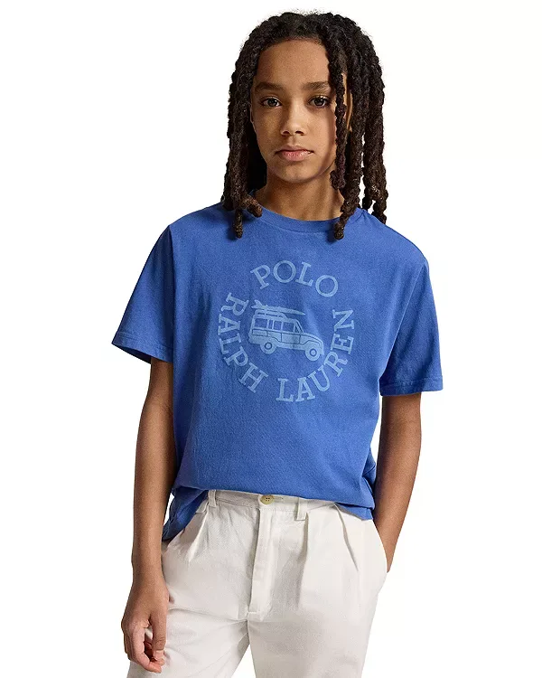 Футболка из хлопкового трикотажа с логотипом - для детей постарше Ralph Lauren, Blue