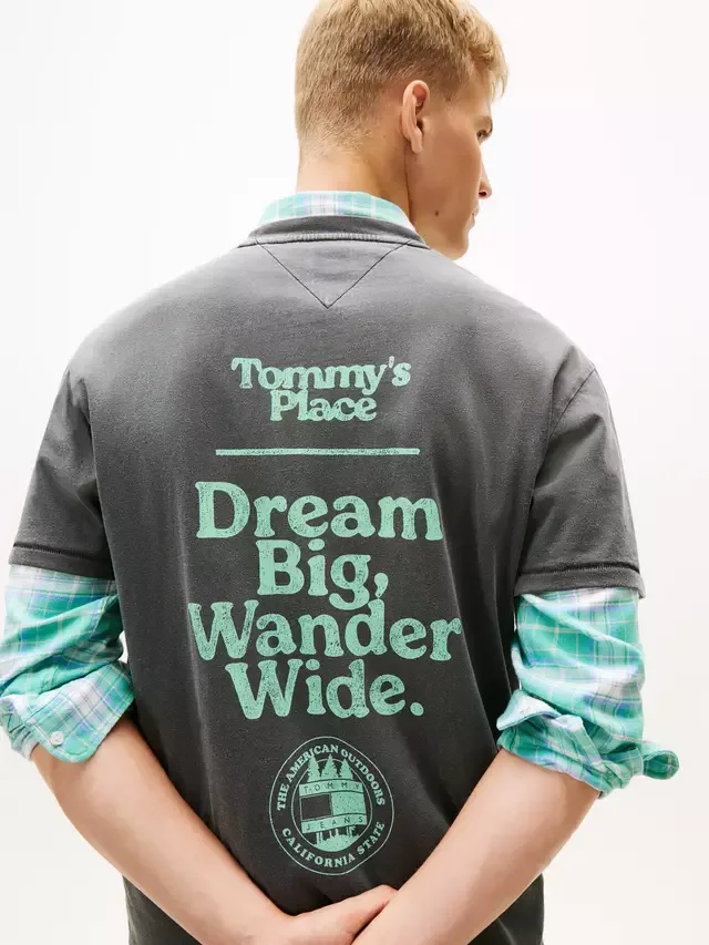 Футболка Tommy Jeans Back Slogan Textured Relaxed, черная Tommy Hilfiger — фото 4