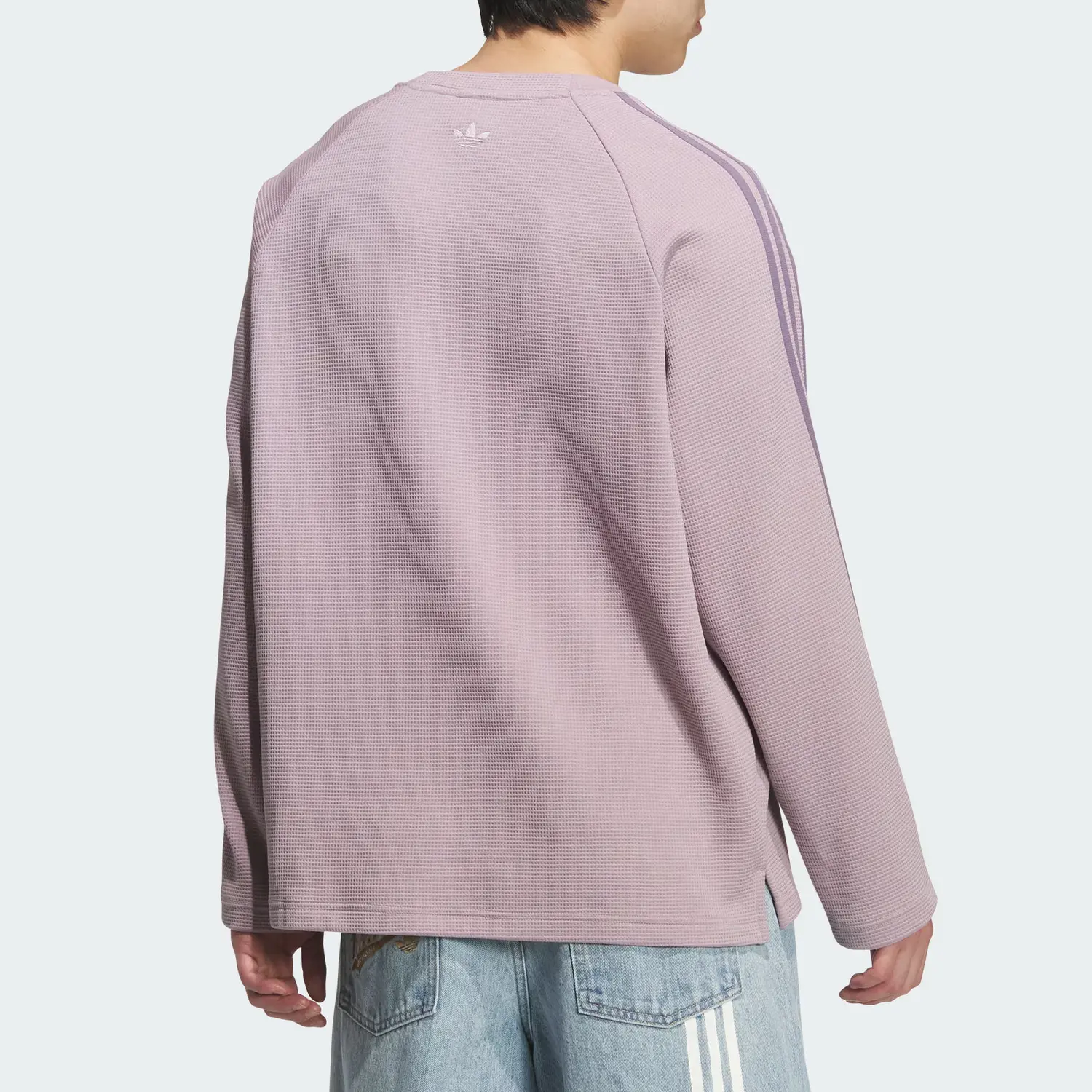 Футболка с длинным рукавом waffle knit мужская Adidas Originals, мягкий фиолетовый — фото 3
