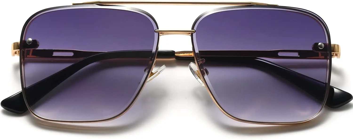 

Крупные квадратные солнцезащитные очки-авиаторы для мужчин и женщин, модные очки-авиаторы в металлической оправе с тонированными линзами Breaksun, Gold/Grey Gradient