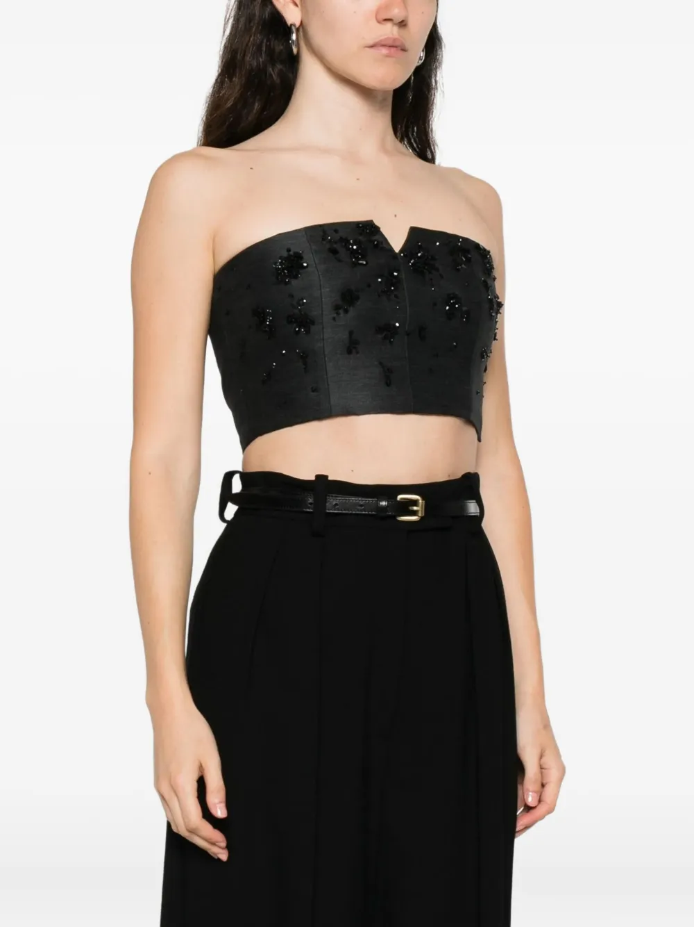 

Бюстье, украшенное бисером Alberta Ferretti, серый