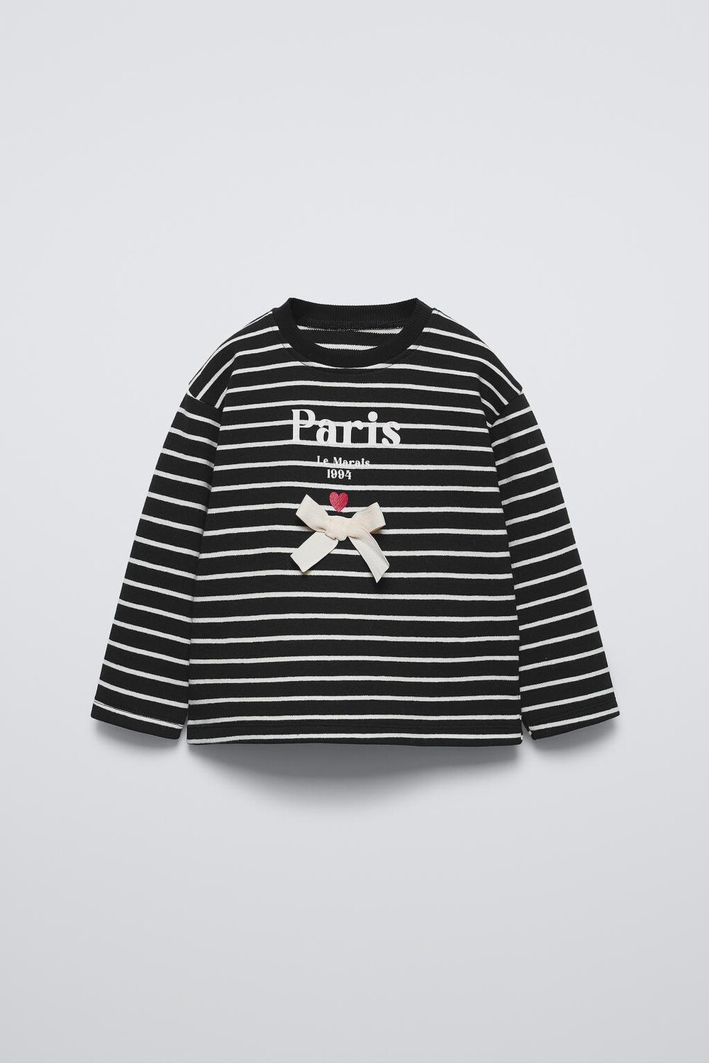 

Полосатая футболка с деталями в виде галстука ZARA, черный