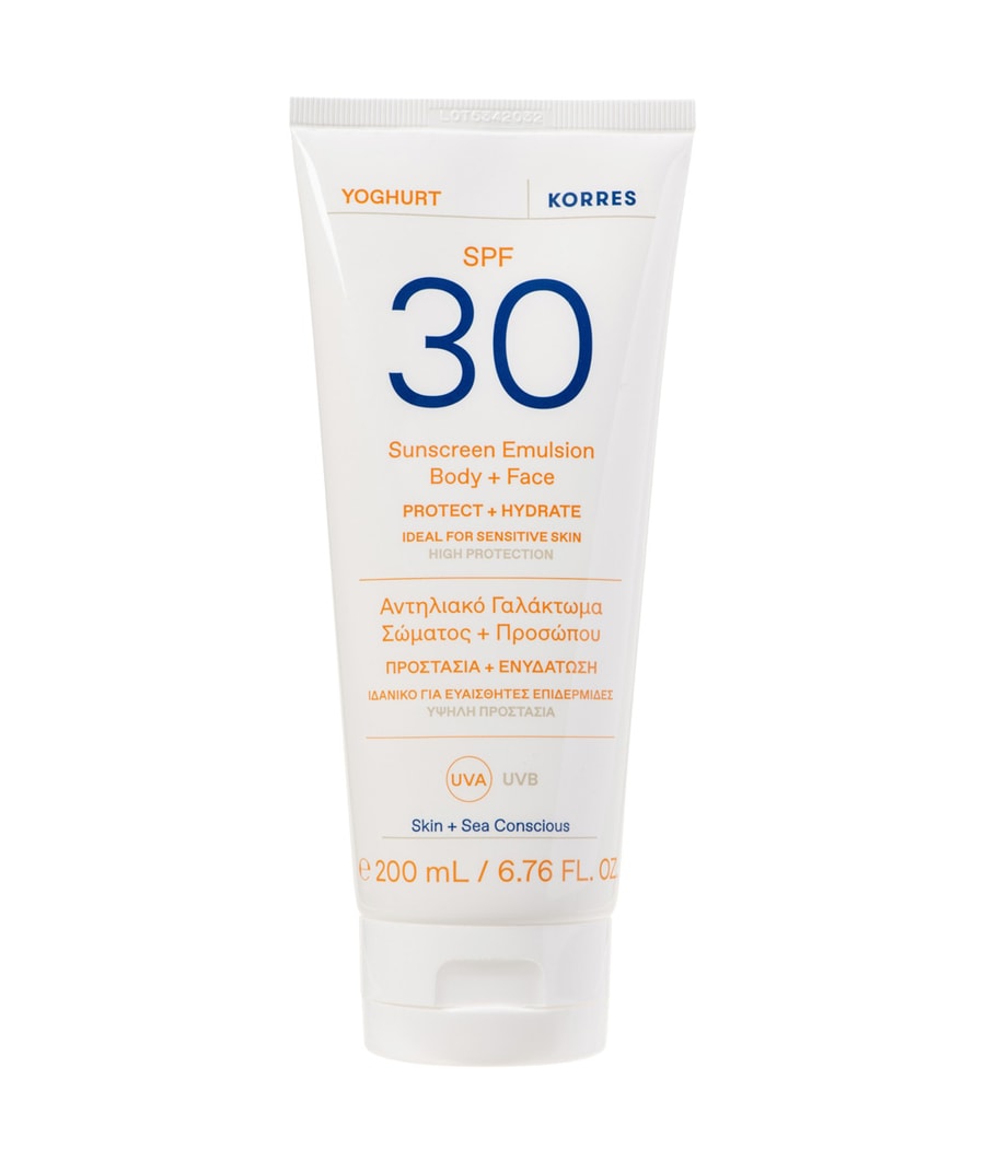 

Солнцезащитный крем KORRES YOGHURT Sonnenschutz-Emulsion für Körper und Gesicht SPF30, 200 ml