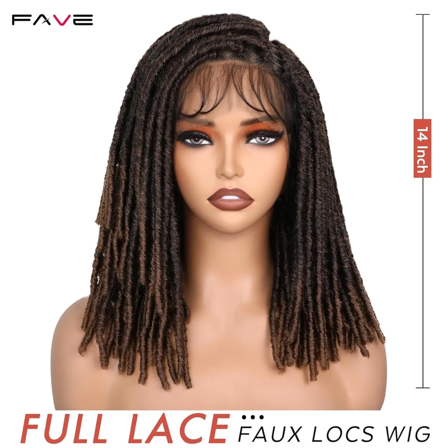 Парик FAVE Soft Faux Locs с двойным кружевом, 35 см Fave, Ombre Brown — фото 2