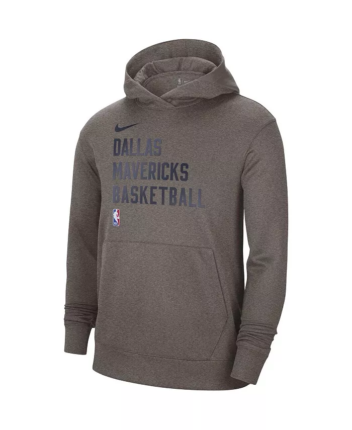 Мужская и женская оливково-серая толстовка с капюшоном Dallas Mavericks для тренировок на площадке Performance Spotlight сезона 2023/24 Nike — фото 3