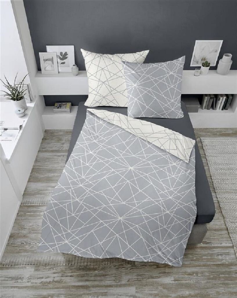 

Постельное белье Dormisette Beaver, 2 предмета, серый серебристый 65101-08 | Комплект постельного белья из 100% хлопка | Двустороннее постельное белье 135х200 см и подушка 80х80 см | Геометрический узор Wülfing