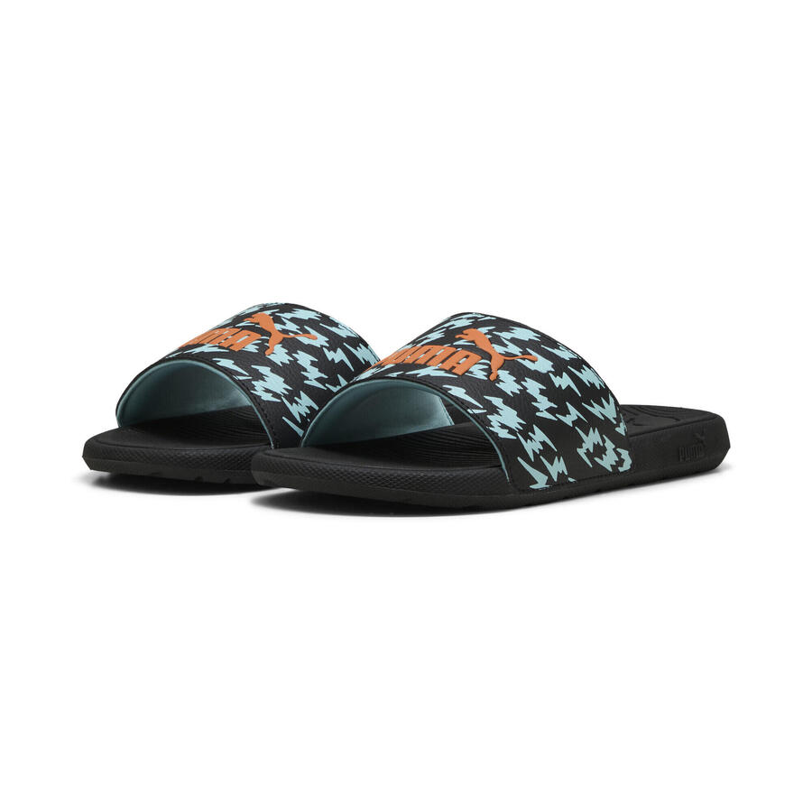 

Кроссовки Cool Cat Poised 2 Race Slides для молодежи PUMA Black Orange Glo Safe Lake Blue