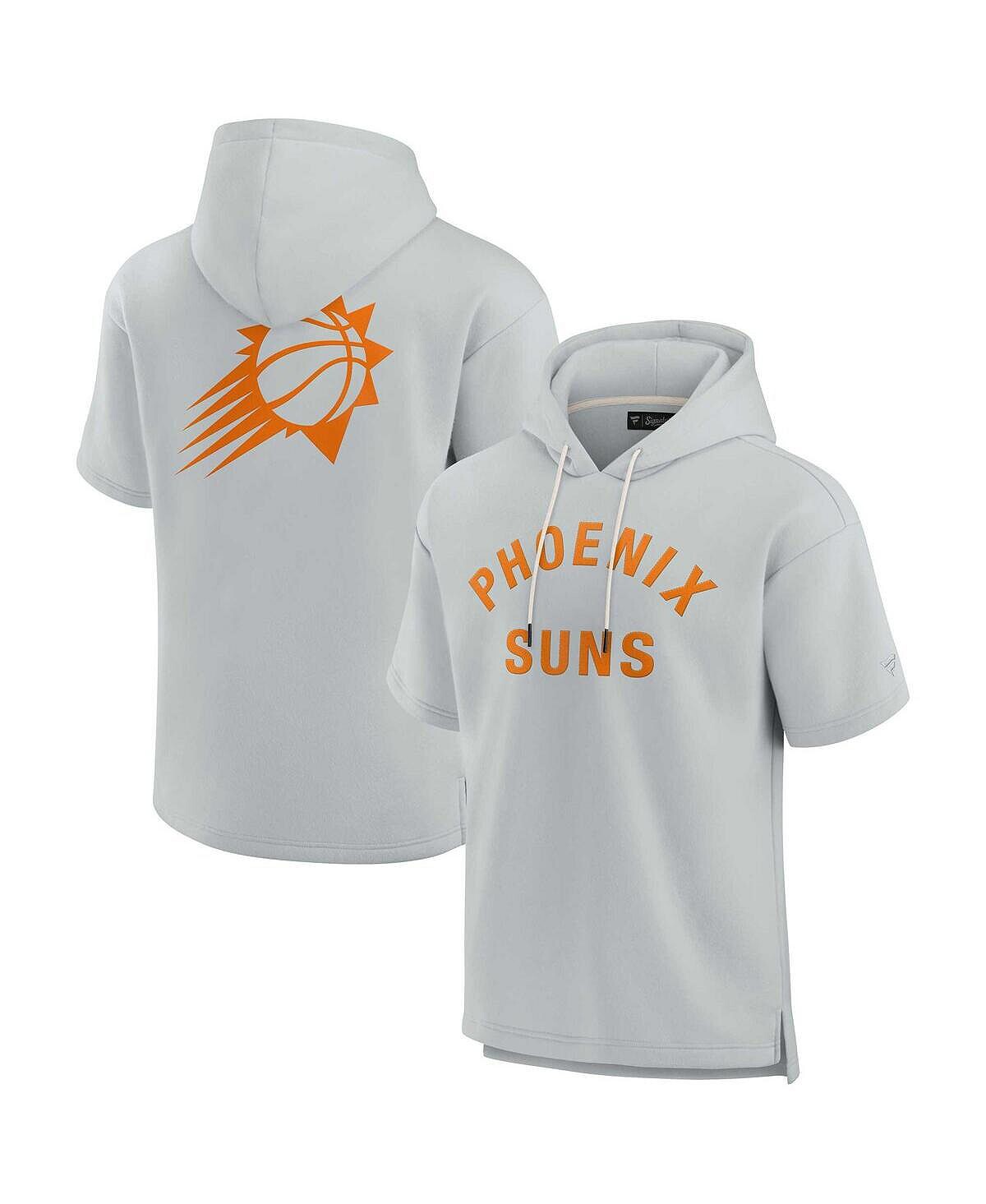

Мужской и женский серый супермягкий флисовый пуловер с капюшоном Phoenix Suns с короткими рукавами Fanatics Signature