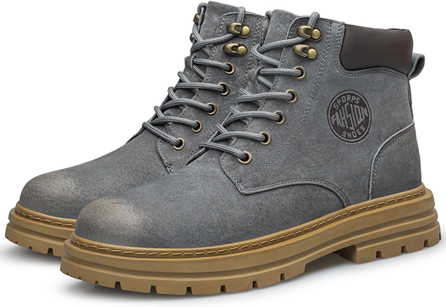 

Мужские ботинки с защищенным носком Dacnakby, пшеница, нубук. Удобные водонепроницаемые ботинки на шнуровке с платформой для строительства, прочной подошвой, в стиле боевых, противоскользящие, легкие защитные ботинки, серый