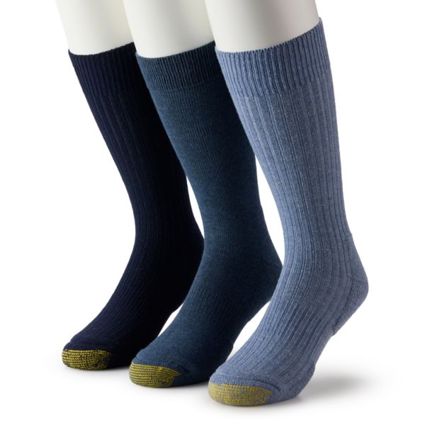 

Мужские носки с ребристым краем, 3 пары Goldtoe, цвет denim navy