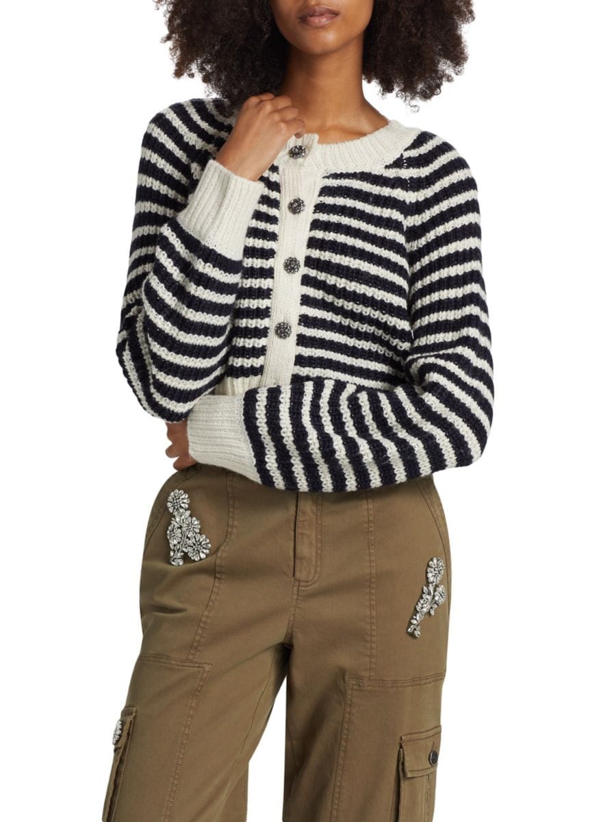 

Полосатый кардиган Millie Shaker Cinq à Sept, цвет Ivory Navy