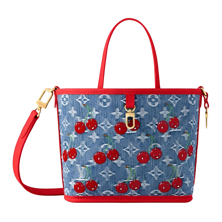 

LOUIS VUITTON Сумка-тоут Takashi Murakami Cherry Neverfull Inside Out Bb из денима с монограммой