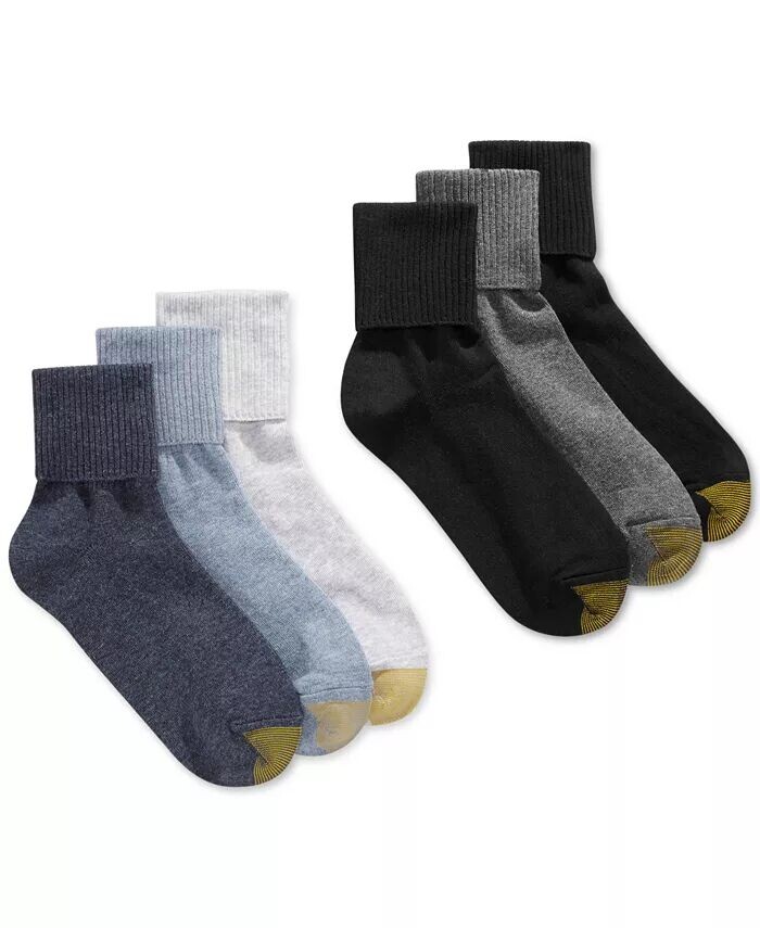

Женские повседневные носки с поворотными манжетами (6 пар) Gold Toe, синий