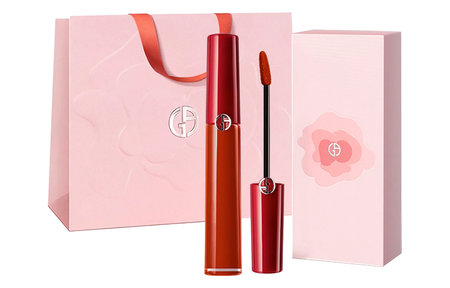 GIORGIO ARMANI Матовый вельветовый блеск для губ 520 Limited Red Tube Box #405 Legend Tomato Red — фото 2