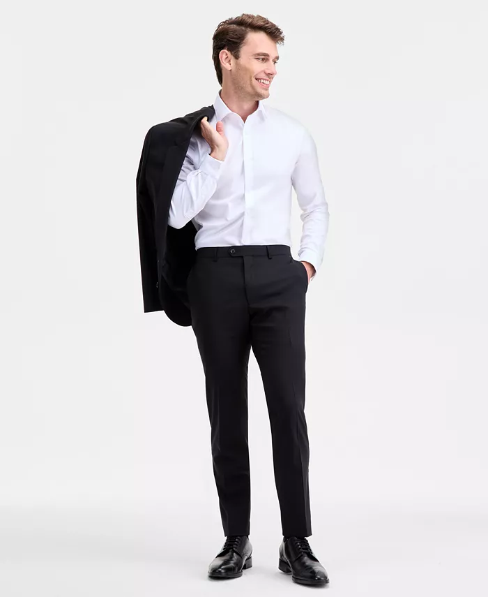 

Мужские современные эластичные черные однотонные шерстяные брюки Ted by Ted Baker, черный