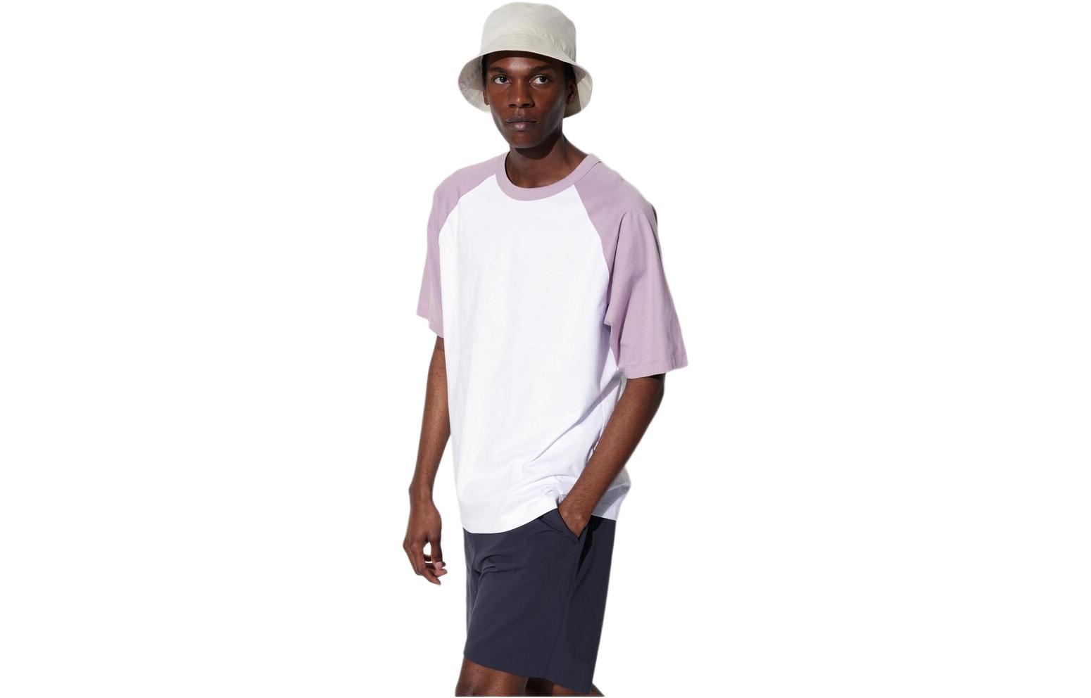 Футболка с рукавом реглан Unisex UNIQLO, сине-фиолетовая — фото 2