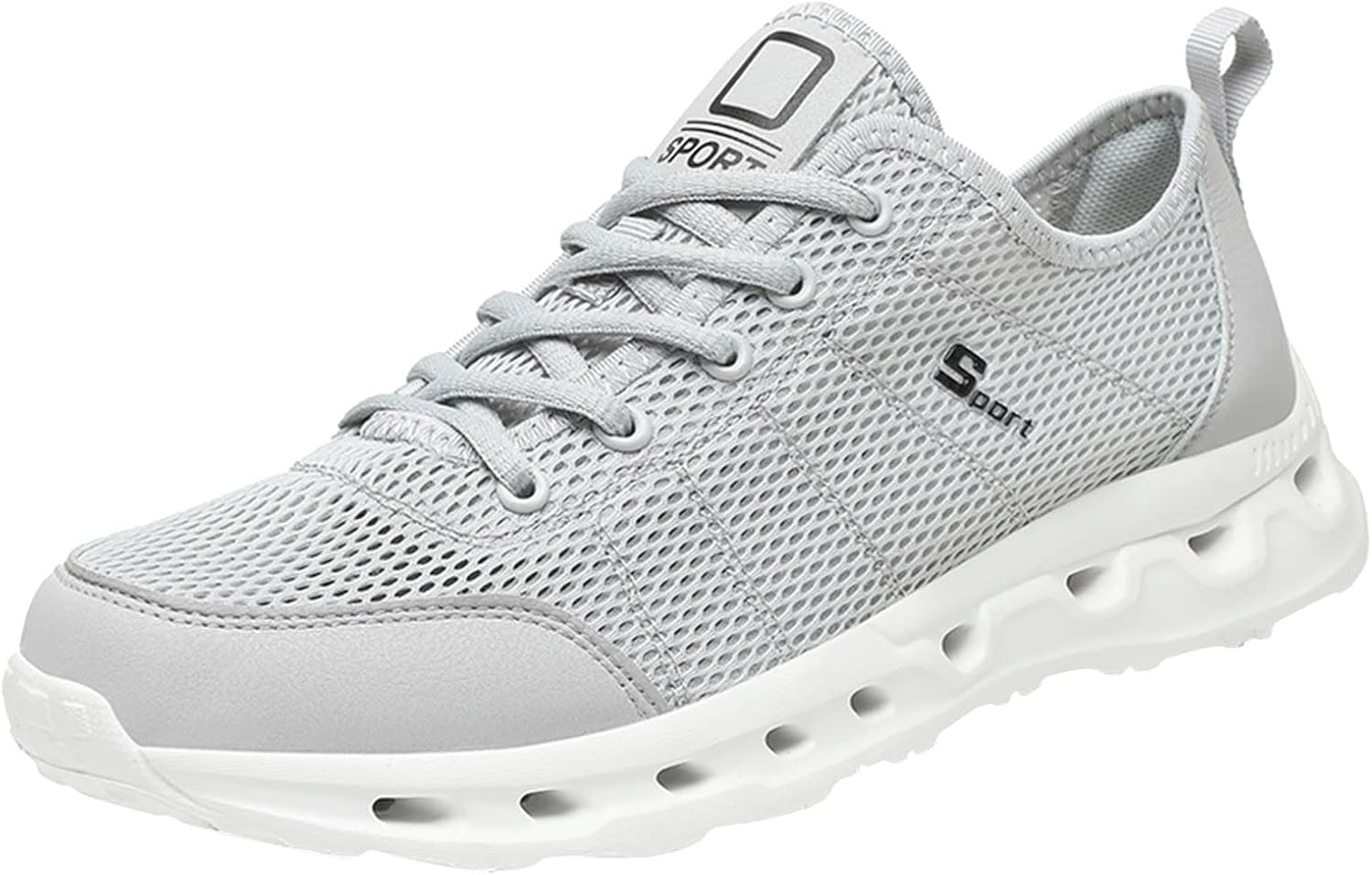 

Мужские кроссовки с новой сетчатой моделью, летние, дышащие, удобные, модные, простые, большие размеры мужской обуви Generic, серый