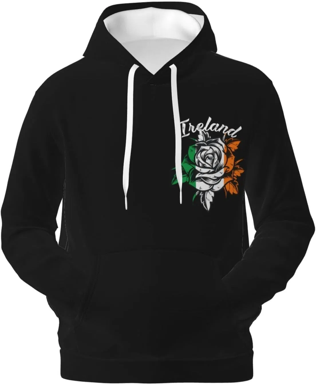 Винтажная флисовая толстовка с капюшоном и карманом Ireland Irish Flag Generic, белый — фото 2