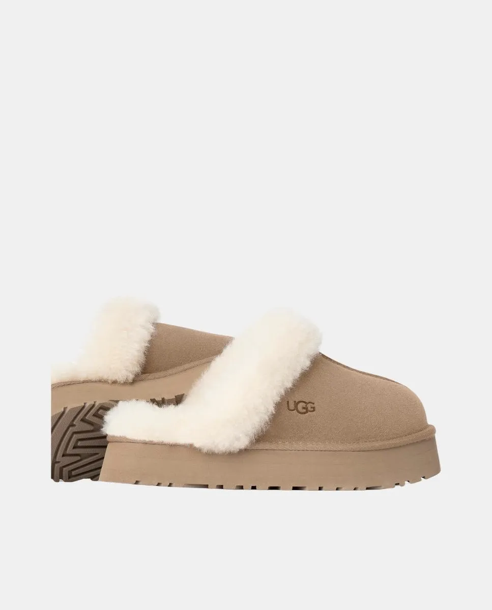 Женские туфли DISQUETTE из кожи и меха снаружи UGG, светло-коричневый — фото 3