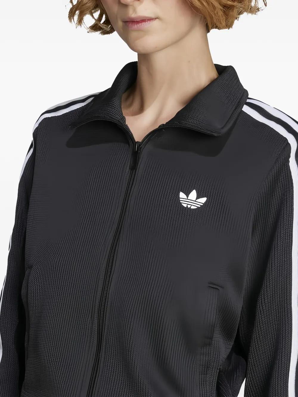Трековая куртка на молнии с полосками Adidas, черный — фото 4