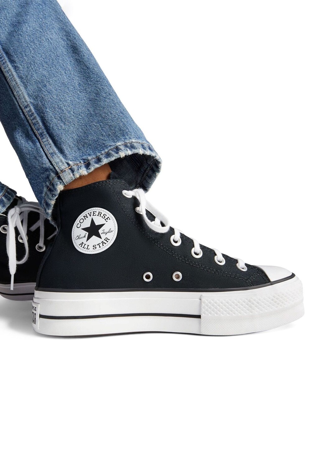 

Светло-розовые спортивные кроссовки с высоким верхом на платформе Converse, черный